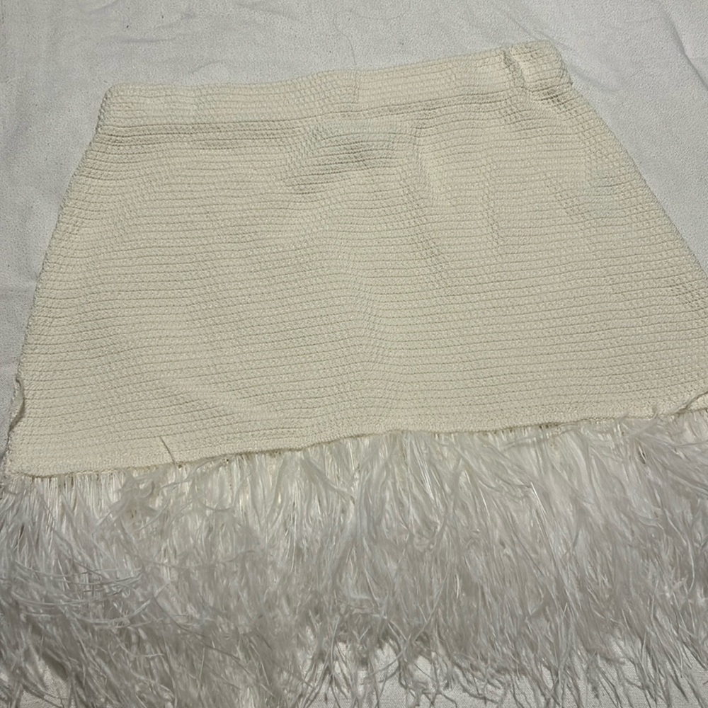Frame White Crochet Feather Mini Skirt Size Medium
